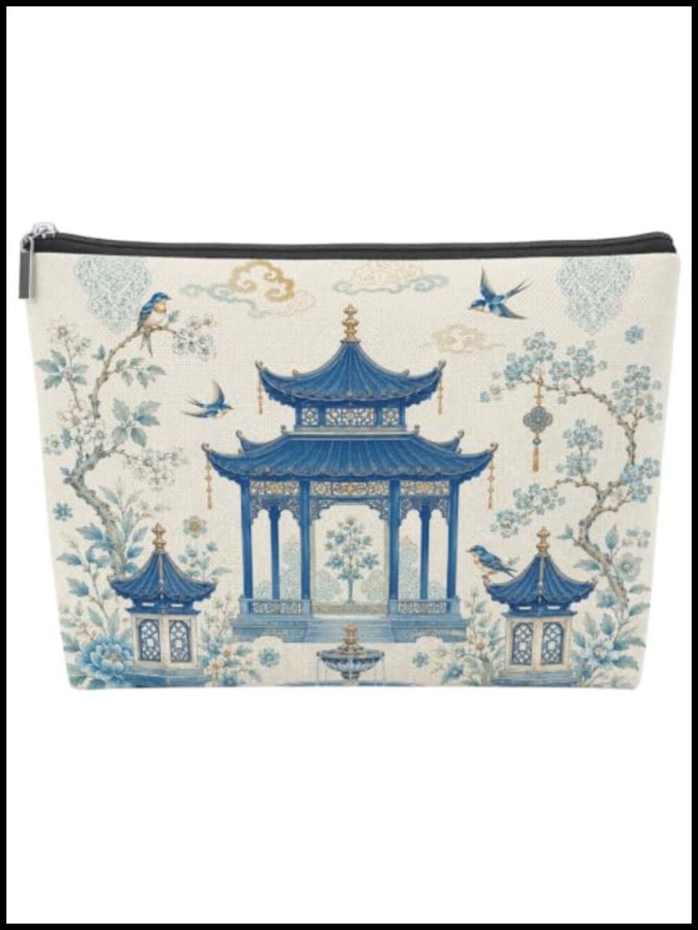Linen Mahjong Tile Storage Bag with Zipper - Travel Organizer